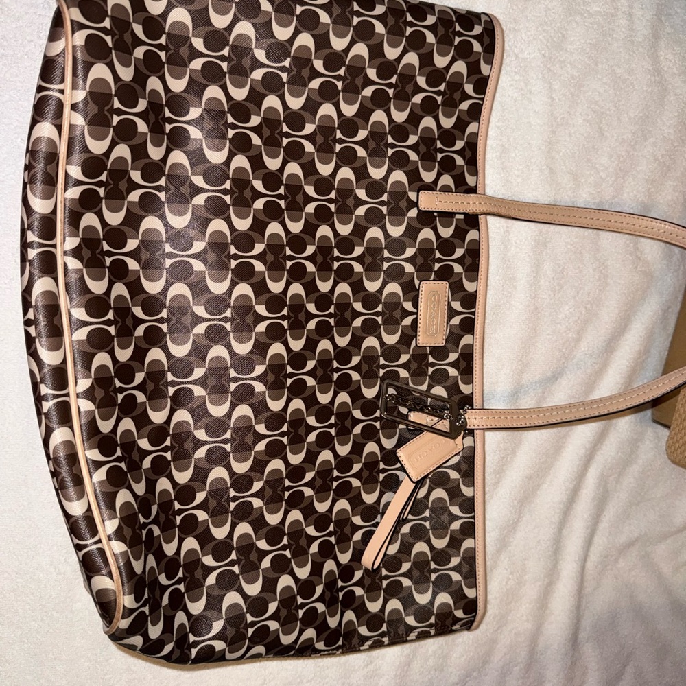Coach Tan and Brown Signature Tote